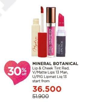 Promo Harga Mineral Botanica Lip & Cheek Tint, Vivid Matte Lipstick, Pigment Lip Matte Liquid  - Watsons