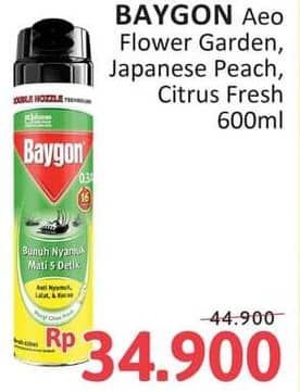 Promo Harga Baygon Insektisida Spray Flower Garden, Japanese Peach, Citrus Fresh 600 ml - Alfamidi
