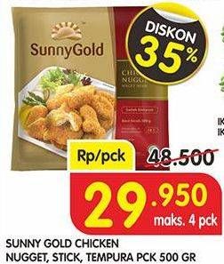 Promo Harga SUNNY GOLD Chicken Nugget/ Stick/ Tempura 500 gr - Superindo