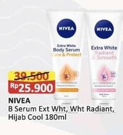 Promo Harga Nivea Body Serum Extra White Radiant Smooth, Extra White Care Protect, Extra White Hijab Cooling 180 ml - Alfamart
