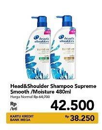 Promo Harga HEAD & SHOULDERS Supreme Shampoo Smooth, Moisture 480 ml - Carrefour
