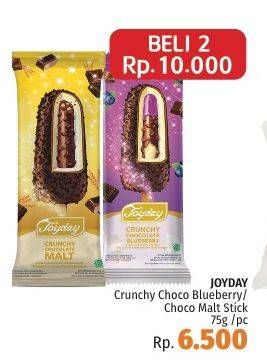Promo Harga JOYDAY Ice Cream Crunchy Blueberry, Choco Malt per 2 pcs 73 gr - LotteMart