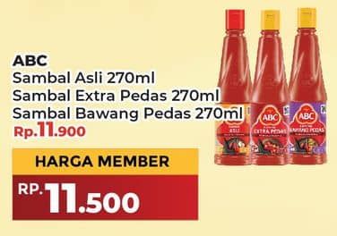 Promo Harga ABC Sambal Bawang Pedas, Asli, Extra Pedas 270 ml - Yogya