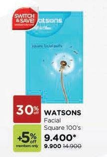 Promo Harga WATSONS Square Puff 100 pcs - Watsons