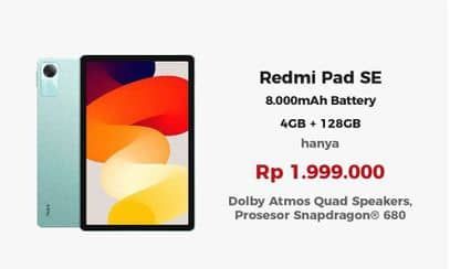 Promo Harga Xiaomi Redmi Pad SE 4/128 GB  - Erafone