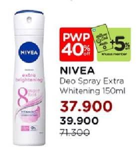 Promo Harga Nivea Deo Spray Extra Whitening 150 ml - Watsons