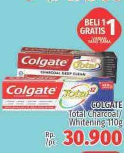 Promo Harga COLGATE Toothpaste Total Charcoal, Whitening 110 gr - LotteMart