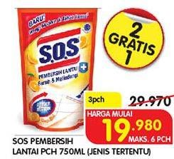 Promo Harga SOS Pembersih Lantai per 3 pouch 750 ml - Superindo