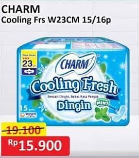 Promo Harga Charm Extra Comfort Cooling Fresh Wing 23cm 15 pcs - Alfamart