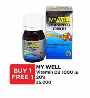 Promo Harga My Well Vitamin D3 1000 IU 20 pcs - Watsons
