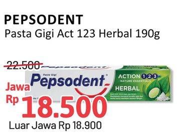 Promo Harga Pepsodent Pasta Gigi Action 123 Herbal 190 gr - Alfamidi