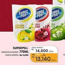 Promo Harga Super Pell Pembersih Lantai Fresh Apple, Lemon Ginger, Cherry Rose 770 ml - Carrefour