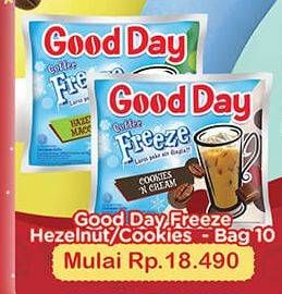 Promo Harga Good Day Coffee Freeze Hazelnut Macchiato, Cookies N Cream per 10 sachet 30 gr - Hypermart
