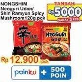 Promo Harga NONGSHIM Noodle Neoguri Udon, Shin Ramyun Spicy Mushroom 120 gr - Indomaret