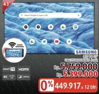 Promo Harga SAMSUNG UA43TU8000 UHD Smart TV 43"  - LotteMart