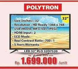 Promo Harga POLYTRON PLD 32D7520 | LED TV 32"  - Hari Hari