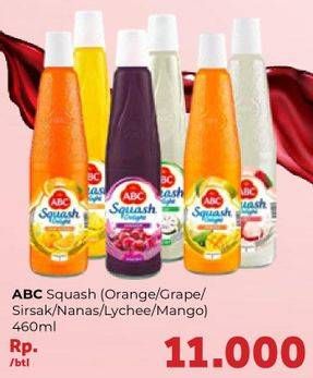 Promo Harga ABC Syrup Squash Delight Jeruk Florida, Anggur, Sirsak, Nanas, Leci, Mangga 460 ml - Carrefour