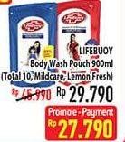 Promo Harga LIFEBUOY Body Wash Mild Care, Total 10, Lemon Fresh 900 ml - Hypermart