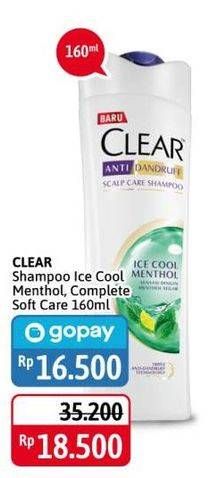 Promo Harga CLEAR Shampoo Ice Cool Menthol, Complete Soft Care 160 ml - Alfamidi