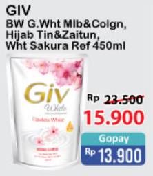 Promo Harga GIV Body Wash Hijab Tin Zaitun, Pearl Sakura, Mulbery Colagen 450 ml - Alfamart