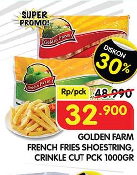 Promo Harga Golden Farm French Fries Shoestring, Crinkle 1000 gr - Superindo