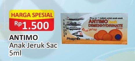 Promo Harga ANTIMO Obat Anti Mabuk Anak Jeruk 5 ml - Alfamart