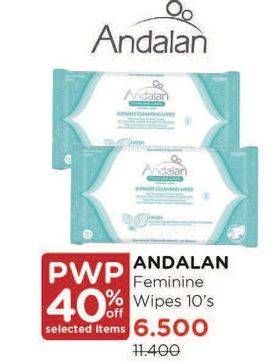 Promo Harga ANDALAN Feminine Care Intimate Cleansing Wipes 10 pcs - Watsons