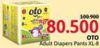 Promo Harga OTO Adult Diapers Pants XL8 8 pcs - Alfamidi