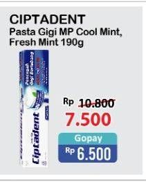 Promo Harga CIPTADENT Pasta Gigi Maxi 12 Plus Cool Mint, Fresh Mint 190 gr - Alfamart