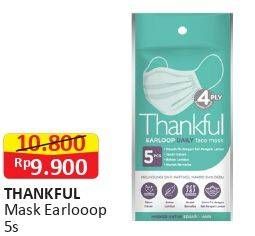 Promo Harga THANKFUL Earloop Daily Mask Adult 5 pcs - Alfamart