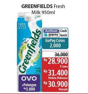 Promo Harga Greenfields Fresh Milk 1000 ml - Alfamidi