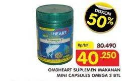 Promo Harga OM3HEART Fish Oil Omega 3 Mini  - Superindo