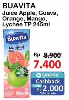 Promo Harga Buavita Fresh Juice Apple, Guava, Orange, Mango, Lychee 250 ml - Alfamart