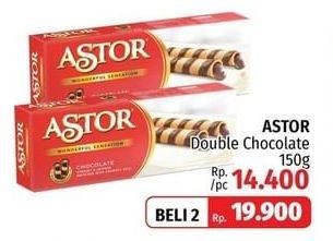 Promo Harga ASTOR Wafer Roll Double Chocolate per 2 box 150 gr - LotteMart
