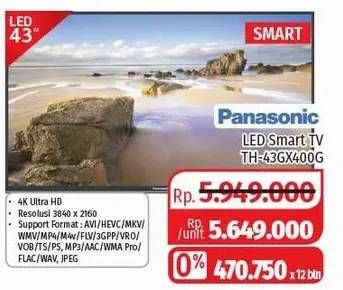 Promo Harga PANASONIC TH-43GX400G | LED TV 43"  - Lotte Grosir