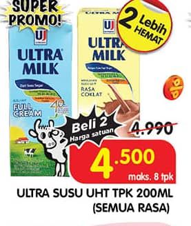 Promo Harga Ultra Milk Susu UHT All Variants 200 ml - Superindo