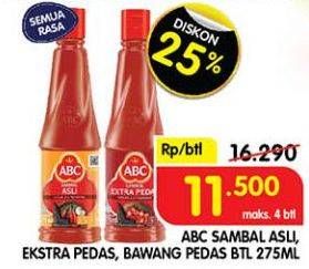 Promo Harga ABC Sambal Asli, Extra Pedas, Bawang Pedas 275 ml - Superindo