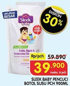 Promo Harga Sleek Baby Bottle, Nipple and Accessories Cleanser 900 ml - Superindo
