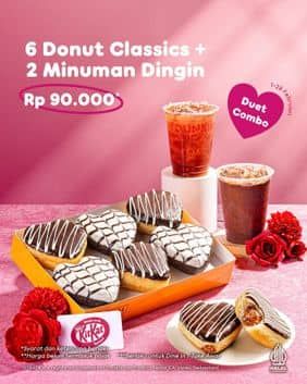 Promo Harga 6 Donut Classics + 2 Minuman Dingin  - Dunkin Donuts