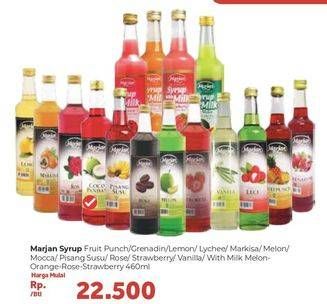 Promo Harga Syrup Fruit Punch/Lemon/Leci/Markisa/Melon/Moka/Pisang Susu/Ros/Strawberry/Vanilla / Syrup With Milk Orange/Rose/Strawberry 460ml  - Carrefour