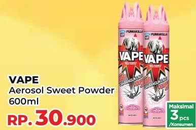 Promo Harga Fumakilla Vape Aerosol Sweet Powder 600 ml - Yogya