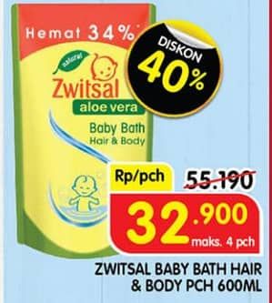 Promo Harga Zwitsal Natural Baby Bath 2 In 1 600 ml - Superindo