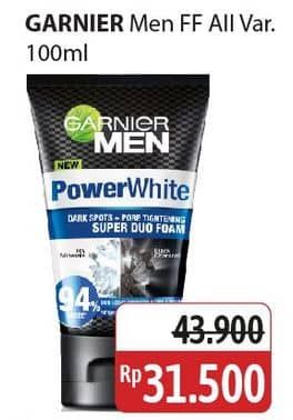 Garnier Men Power White Facial Foam 100 ml Diskon 28%, Harga Promo Rp31.500, Harga Normal Rp43.900