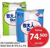 Promo Harga DR.P Adult Diapers Basic Type M10, L8  - Superindo