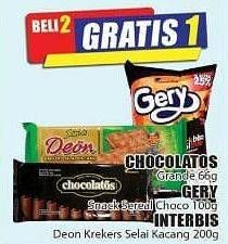 Promo Harga CHOCOLATOS Grande 66 g/GERY Snack Sereal Choco 100 g/INTERBIS Deon Krekers Selai Kacang 200 g  - Hari Hari