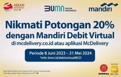Promo Harga Nikmati potongan 20% dengan Mandiri Debit Virtual  - McD