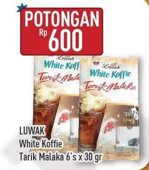 Promo Harga Luwak White Koffie per 6 sachet 30 gr - Hypermart