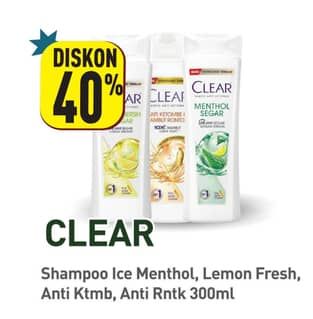 Promo Harga Clear Shampoo Anti Hair Fall, Ice Cool Menthol, Lemon Fresh 300 ml - Hypermart