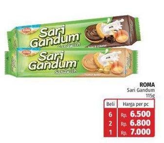 Promo Harga ROMA Sari Gandum Susu Cokelat, Peanut Butter 115 gr - Lotte Grosir