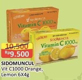 Promo Harga Sido Muncul Vitamin C 1000mg Lemon, Sweet Orange per 6 sachet 4 gr - Alfamart